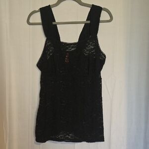 Womens Ruby Ribbon Black Lace Tank Cami Sz XL